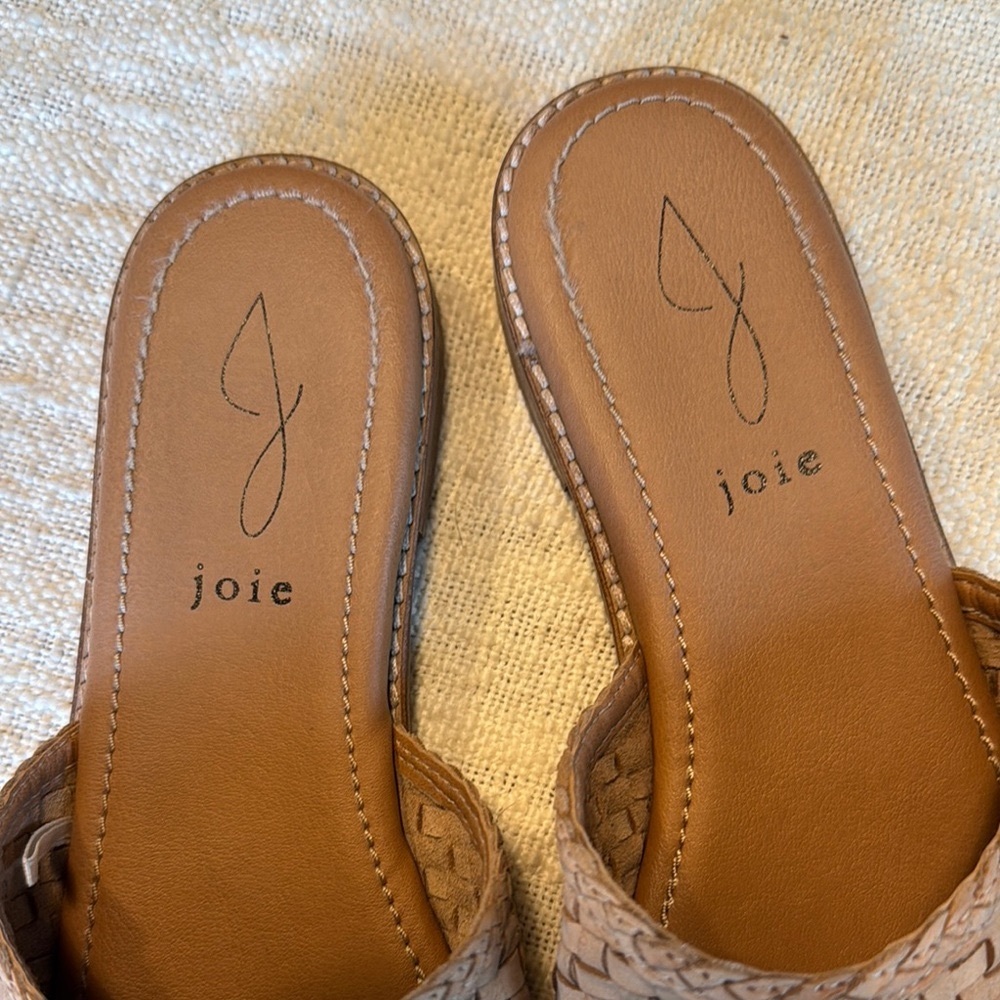 Joie Women's Tan Woven Leather Slide Sandals - Picture 3 of 4
